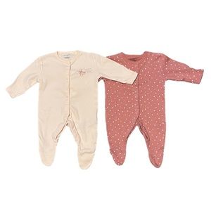 2 Pack Girls 0-1 M Bottom Up Pajama Bundle